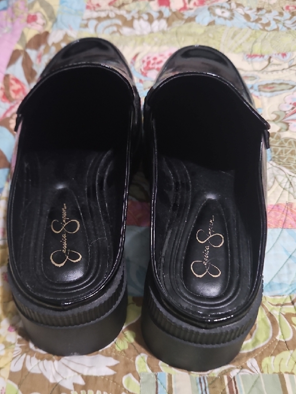 Jessica Simpson Black Patent Slip-On‎ Women's Loafers - Picture 2 of 4